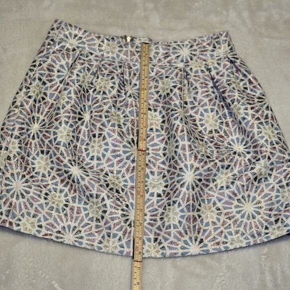Mi ami Metallic Brocade Mini Skirt Women's Small - Geometric Jacquard High Waist - Picture 15 of 16